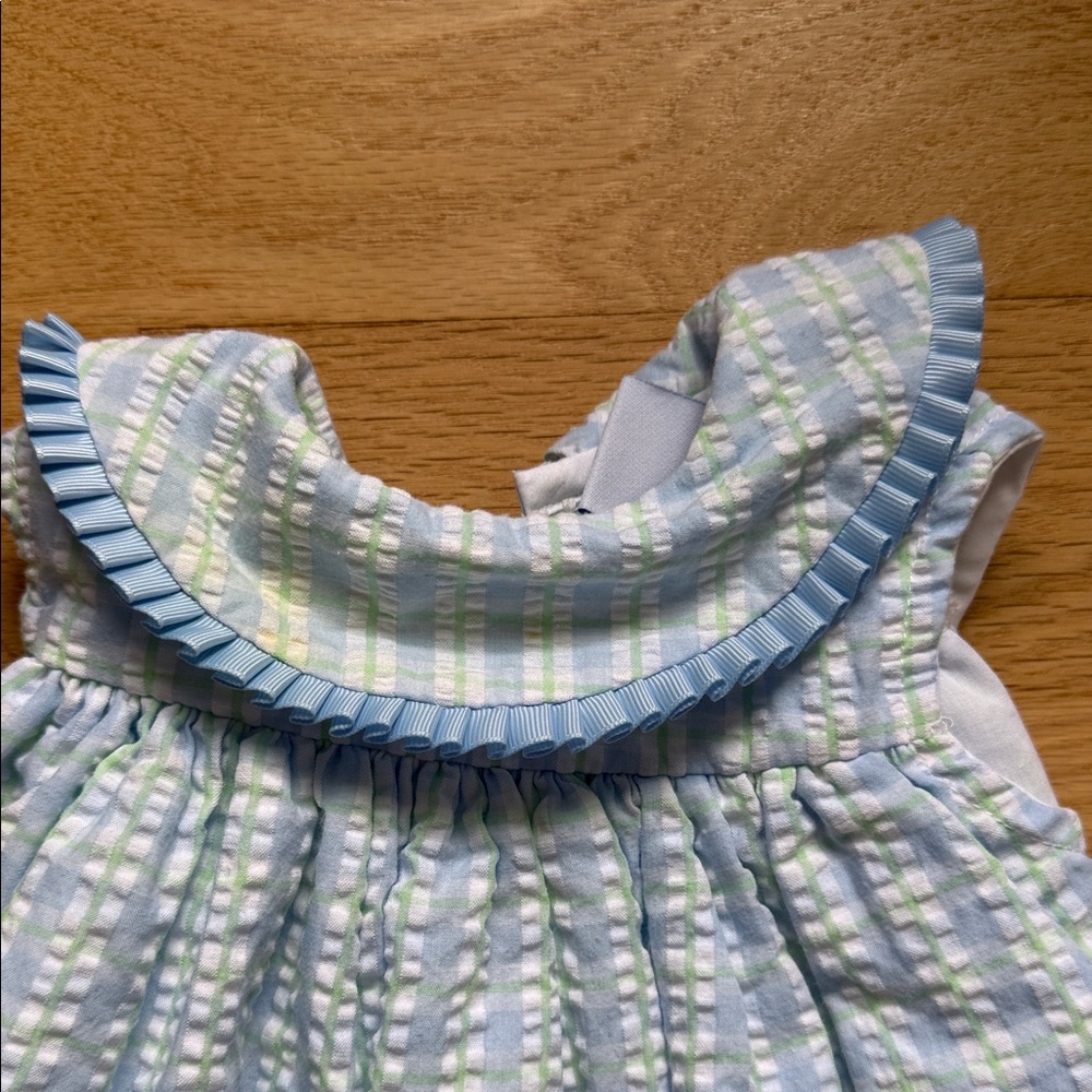 Blue and White Plaid Baby Dress - Picture 3 of 5